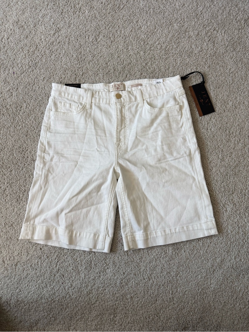 Jen7 7 For All Mankind 7FAM White Denim Bermuda Shorts Size 10 New NWT